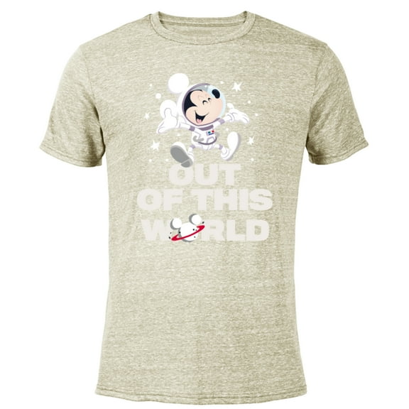 Disney Astronaut Mickey Mouse Out of This World - Short Sleeve Blended T-Shirt for Adults - Customized-Yellow
