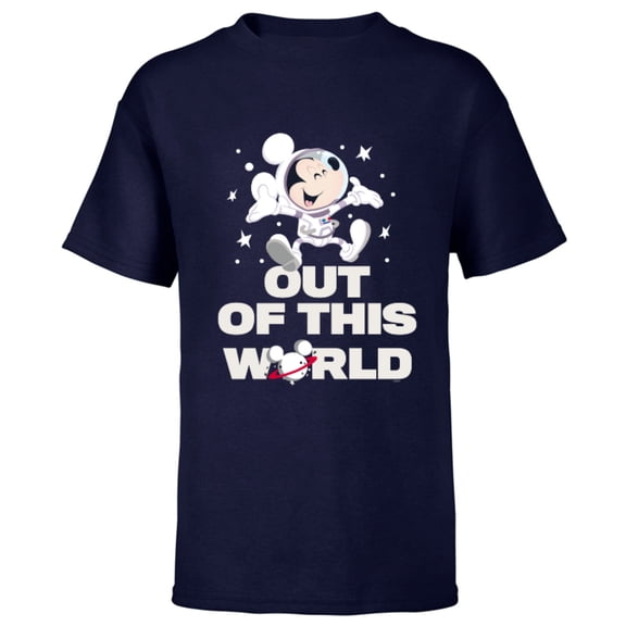 Disney Astronaut Mickey Mouse Out of This World - Short Sleeve T-Shirt for Kids - Customized-Navy