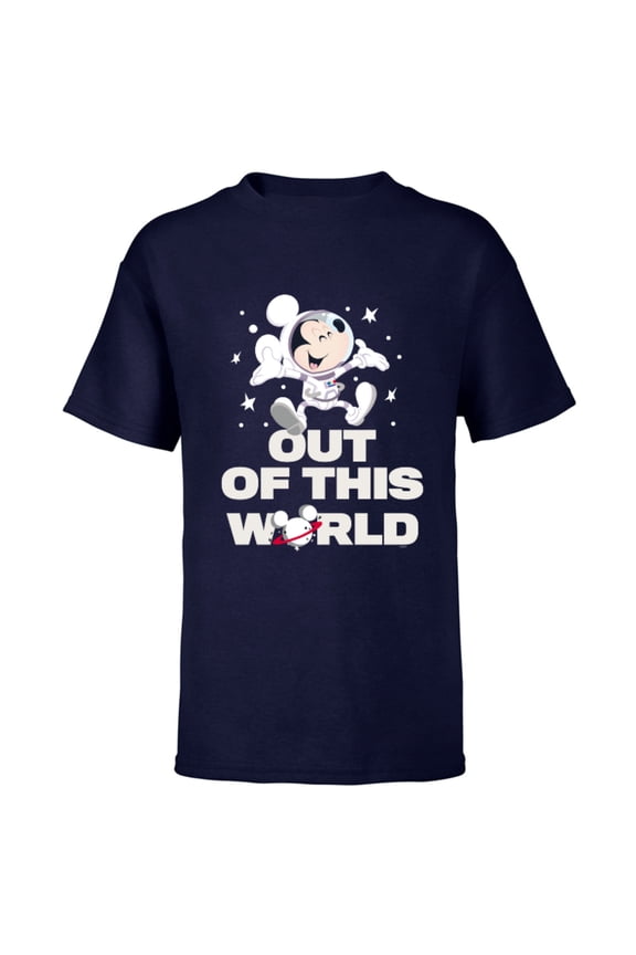 Astronaut Mickey Mouse Out of This World - Short Sleeve T-Shirt for Kids - Customized-Navy