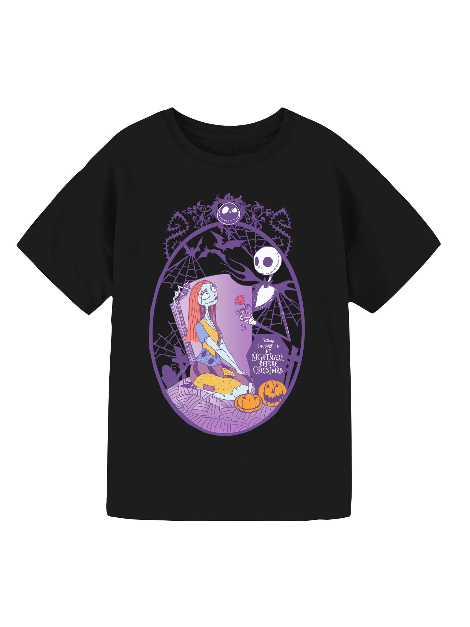 Disney The Nightmare Before Christmas Halloween Girls Graphic Short Sleeve T-Shirt, Size 4-16