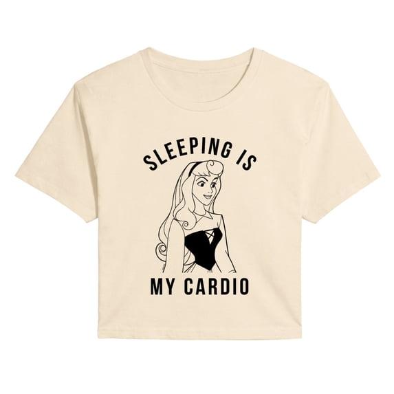 Disney - Aurora Sleeping Is My Cardio - Juniors Cropped Graphic T-Shirt