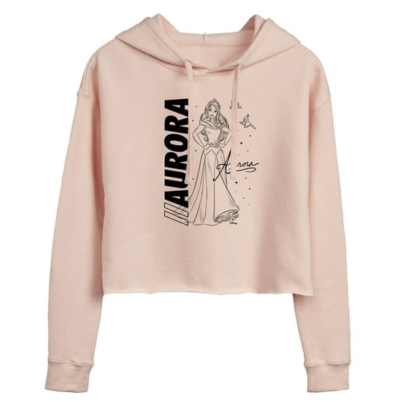 Disney - Autograph Aurora - Juniors Cropped Pullover Hoodie