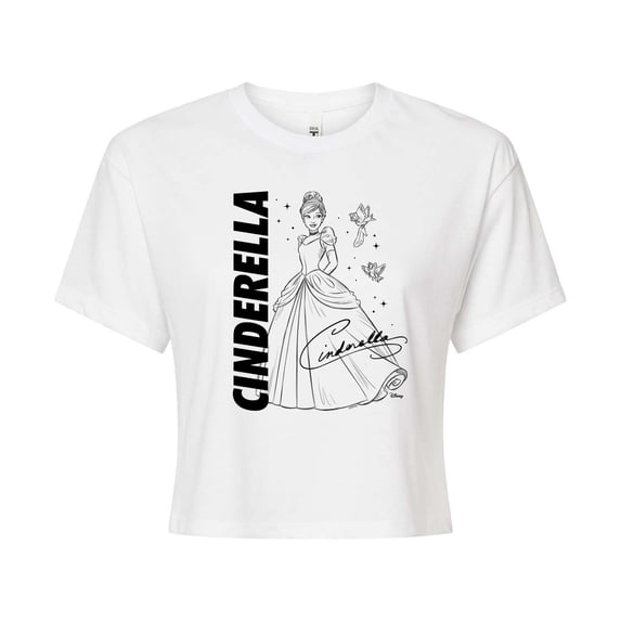 Disney - Autograph Cinderella - Juniors Cropped Cotton Blend T-Shirt