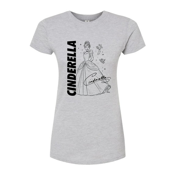 Disney - Autograph Cinderella - Juniors Fitted Graphic T-Shirt