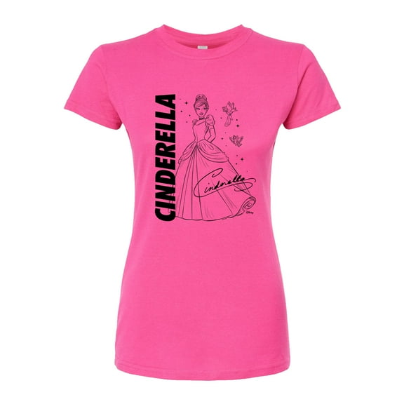 Disney - Autograph Cinderella  - Juniors Fitted Graphic T-Shirt