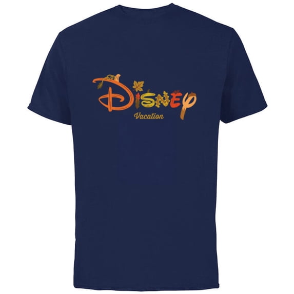 Disney Autumn Fill Logo Fall Trip Vacation - Short Sleeve Cotton T-Shirt for Adults - Customized-Navy