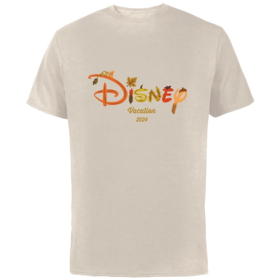 Disney Autumn Fill Logo Fall Trip Vacation 2024 - Short Sleeve Cotton T-Shirt for Adults - Customized-Natural