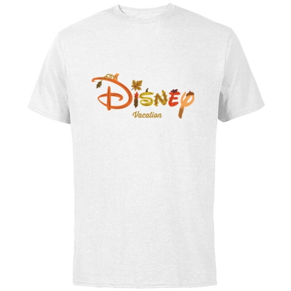 Disney Autumn Fill Logo Fall Trip Vacation - Short Sleeve Cotton T-Shirt for Adults - Customized-White