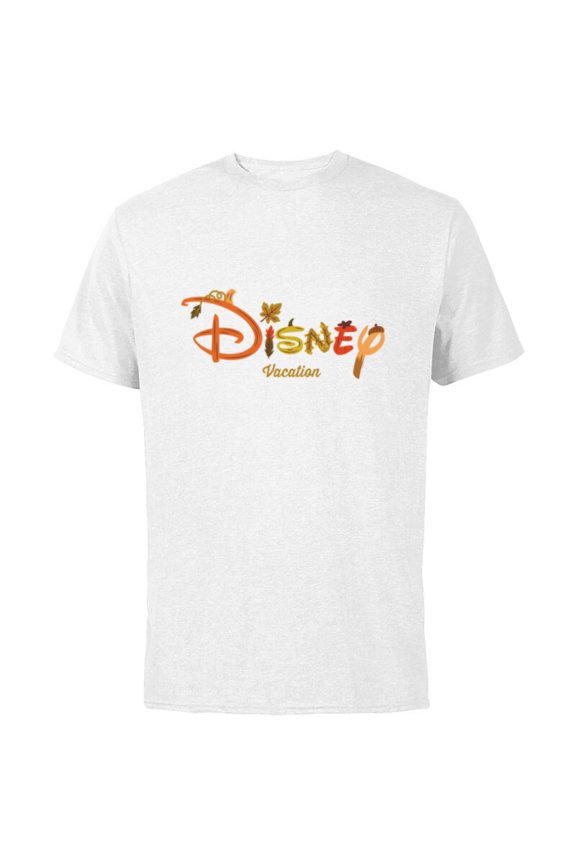 Autumn Fill Logo Fall Trip Vacation - Short Sleeve Cotton T-Shirt for Adults - Customized-White