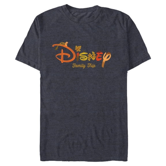 Disney Autumn Fill Logo Fall Vacation Family Trip - Short Sleeve Blended T-Shirt for Adults - Customized-Navy Heather
