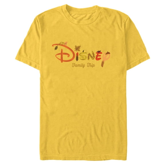 Disney Autumn Fill Logo Fall Vacation Family Trip - Short Sleeve Blended T-Shirt for Adults - Customized-Yellow