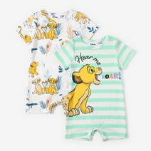 Disney Baby Bodysuits, Lion King Graphic Short Sleeve Newborn Outfits 2-Pack Infant Cloth, Sizes 9-12 Months