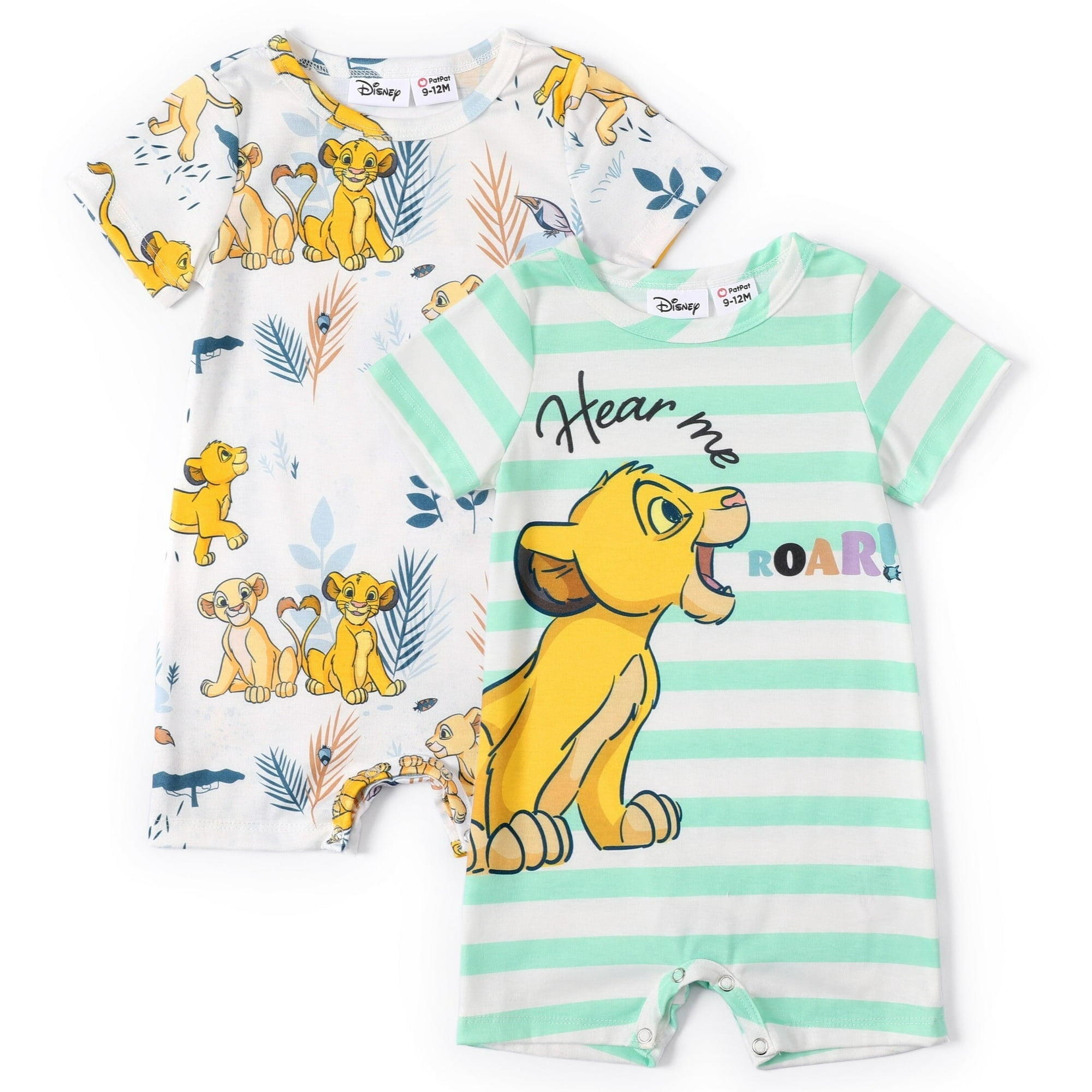 Disney Baby Boys Girls Romper Lion King Graphic 2-Pack Short