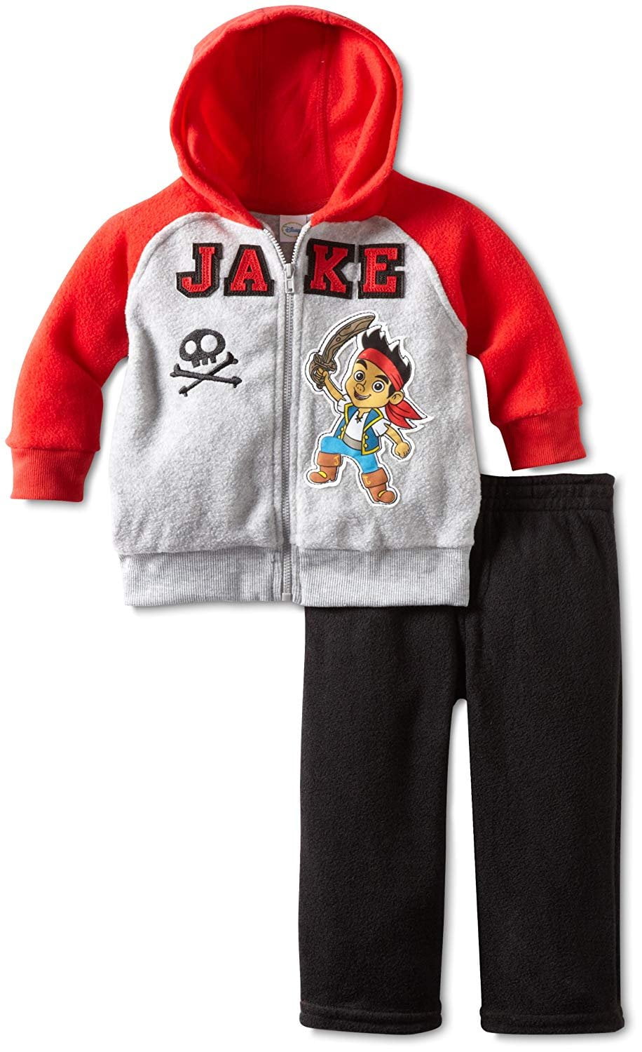 Disney Baby Boys' Jake 2 Piece Fleece Hoodie Set, Light Grey Heather, 24 Months