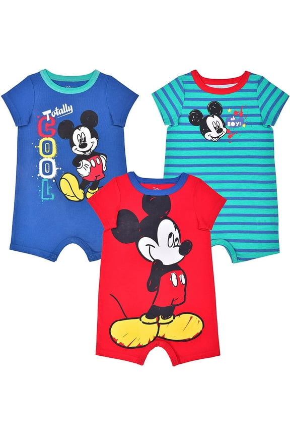 Baby Boys' Mickey 3 Pack Rompers