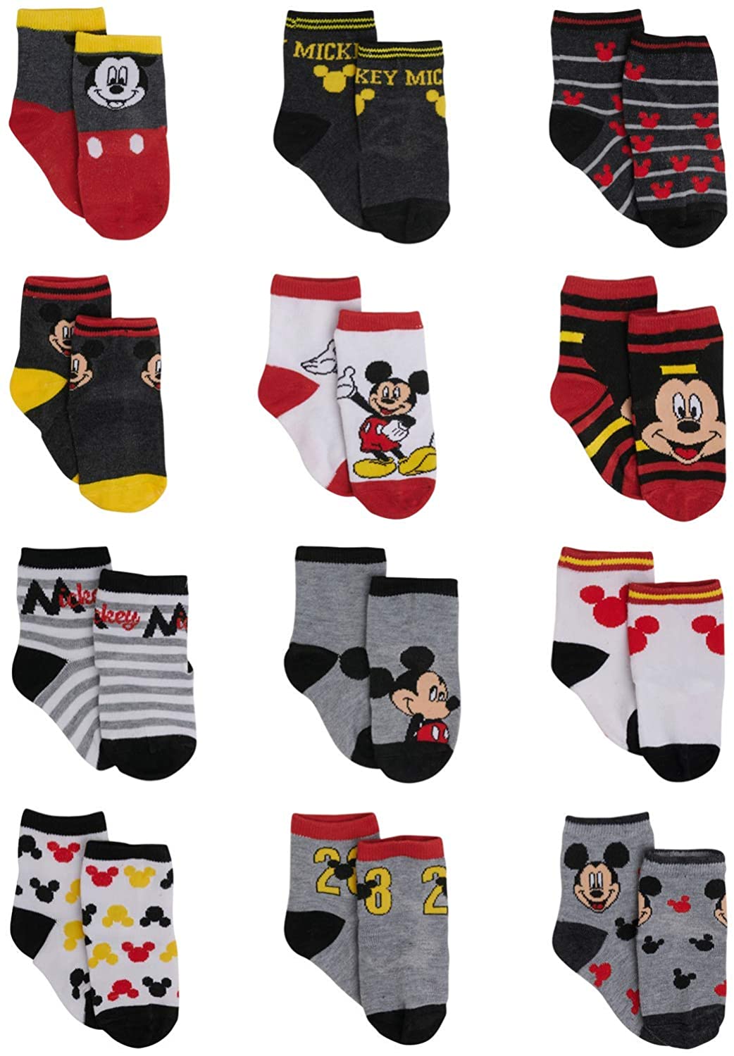 Disney Baby Boys Mickey Mouse Assorted Color Design 12 Pair Socks Set, Age 0-24 Months - image 1 of 5