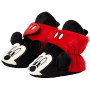 Disney Baby Boys' Mickey Mouse Booties - Soft Fleece Slipper Socks (Newborn/Infant)