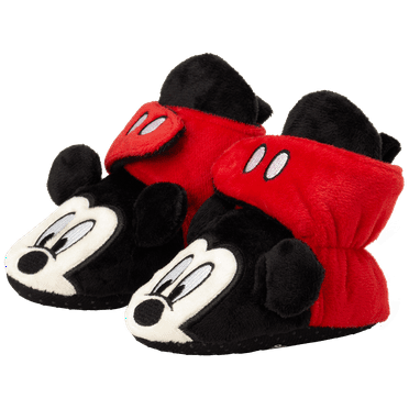 Disney Baby Boys' Mickey Mouse Booties - Soft Fleece Slipper Socks (Newborn/Infant)