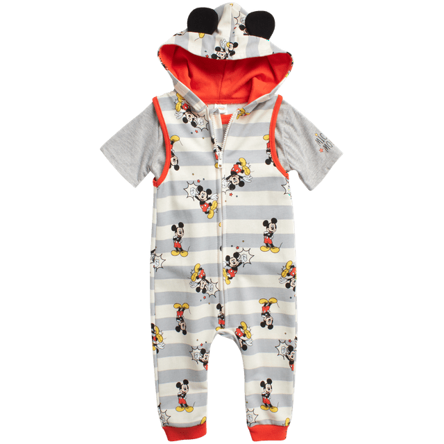 Disney Baby Boys’ Mickey Mouse Romper 2 Piece Sleeveless Coveralls