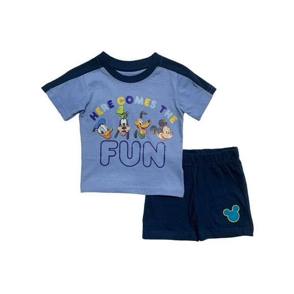 Disney Baby Boys' Mickey Mouse T-Shirt and Knit Shorts Set, Sizes 12M-24M