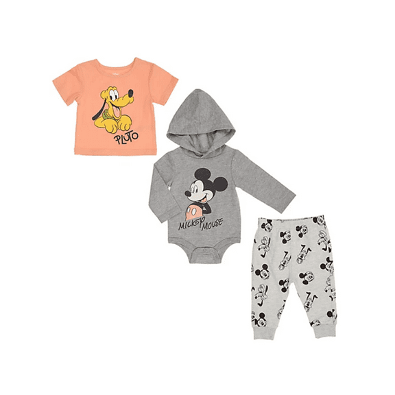 Disney Baby Boys' Mickey Mouse and Pluto 3 Piece Pants Set, Sizes 12-24M