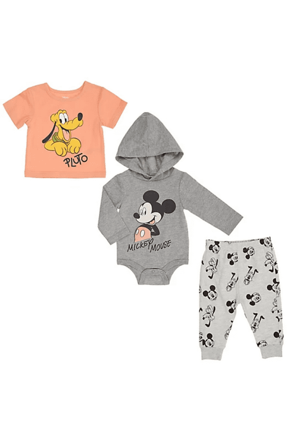 Baby Boys' Mickey Mouse and Pluto 3 Piece Pants Set, Sizes 12-24M