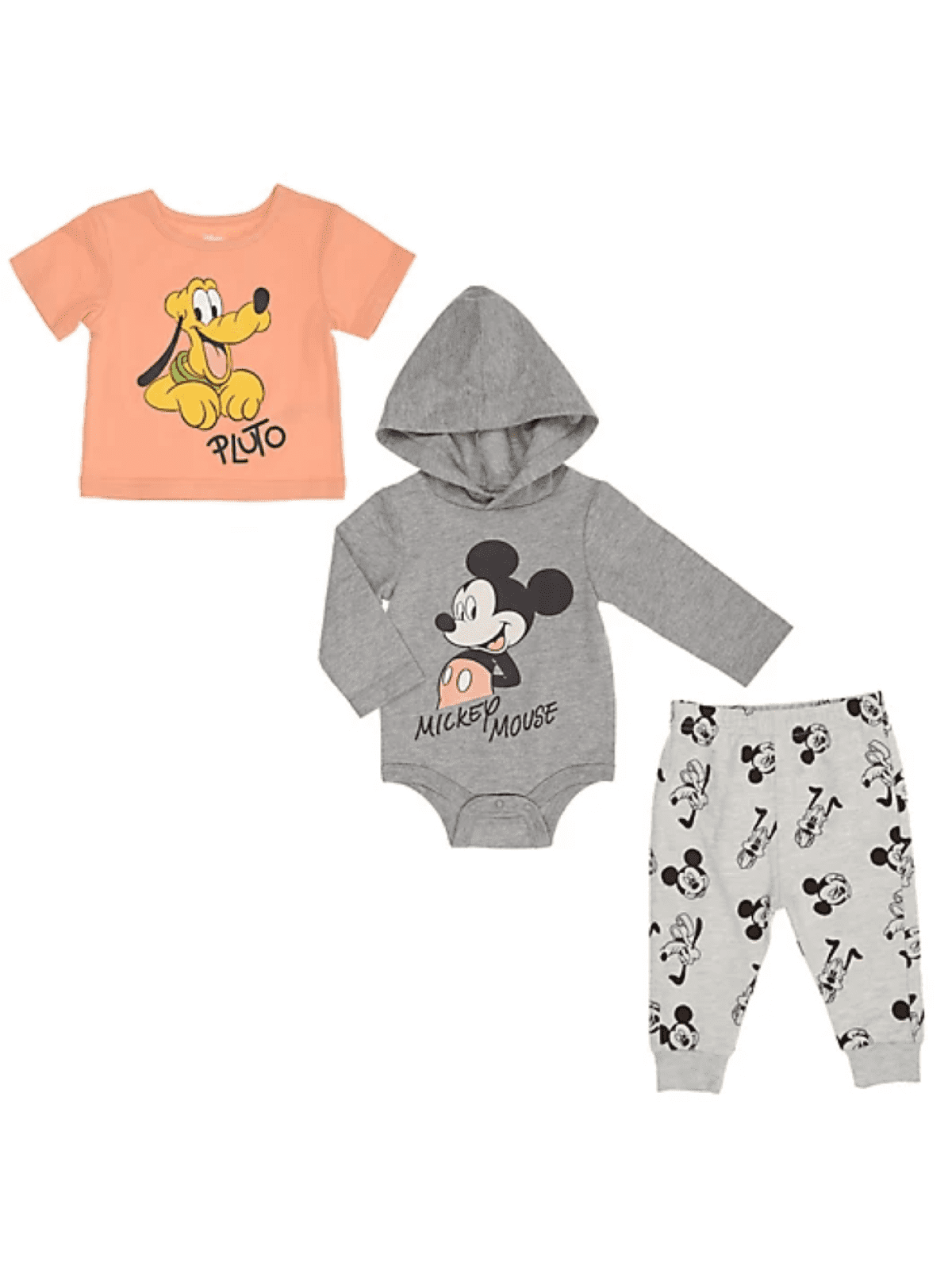 Disney Baby Boys' Mickey Mouse and Pluto 3 Piece Pants Set, Sizes 12-24M