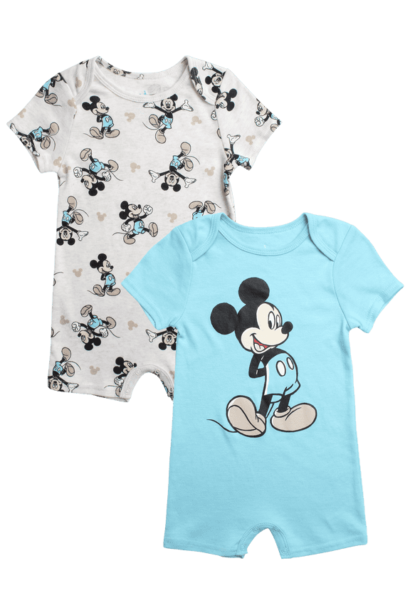 Baby Boys Romper - 2 Pack Tiger Pooh Mickey Mouse Short Sleeve Bodysuit for Boys (Newborn/Infant)