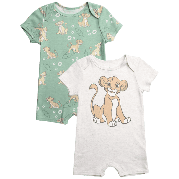 Disney Baby Boys Romper - 2 Pack Tiger Pooh Mickey Mouse Short Sleeve Bodysuit for Boys (Newborn/Infant)