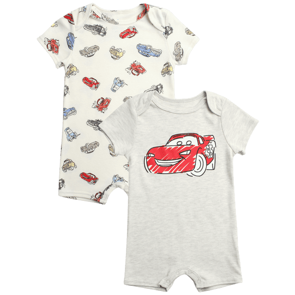 Disney Baby Boys Romper - 2 Pack Tiger Pooh Mickey Mouse Short Sleeve Bodysuit for Boys (Newborn/Infant)