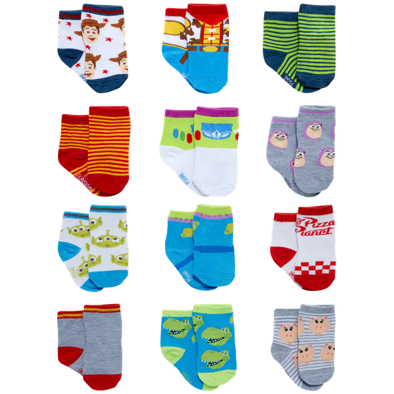 Disney Baby Boys’ Socks - 12 Pack Mickey Mouse, Winnie The Pooh, Lion King, Toy Story (Newborn/Infant)