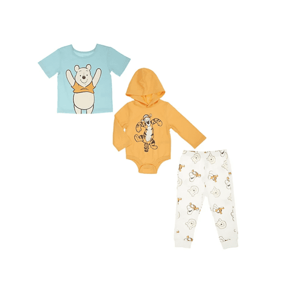 Disney Baby Boys' Winnie the Pooh and Tigger 3 Piece Pants Set, Sizes 12-24M