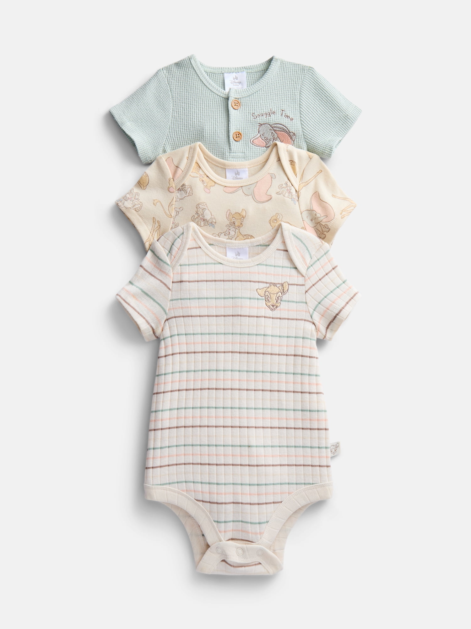 Disney Baby Wishes + Dreams Classics Bodysuits with Short Sleeves, 3-Pack, Sizes Newborn-18M