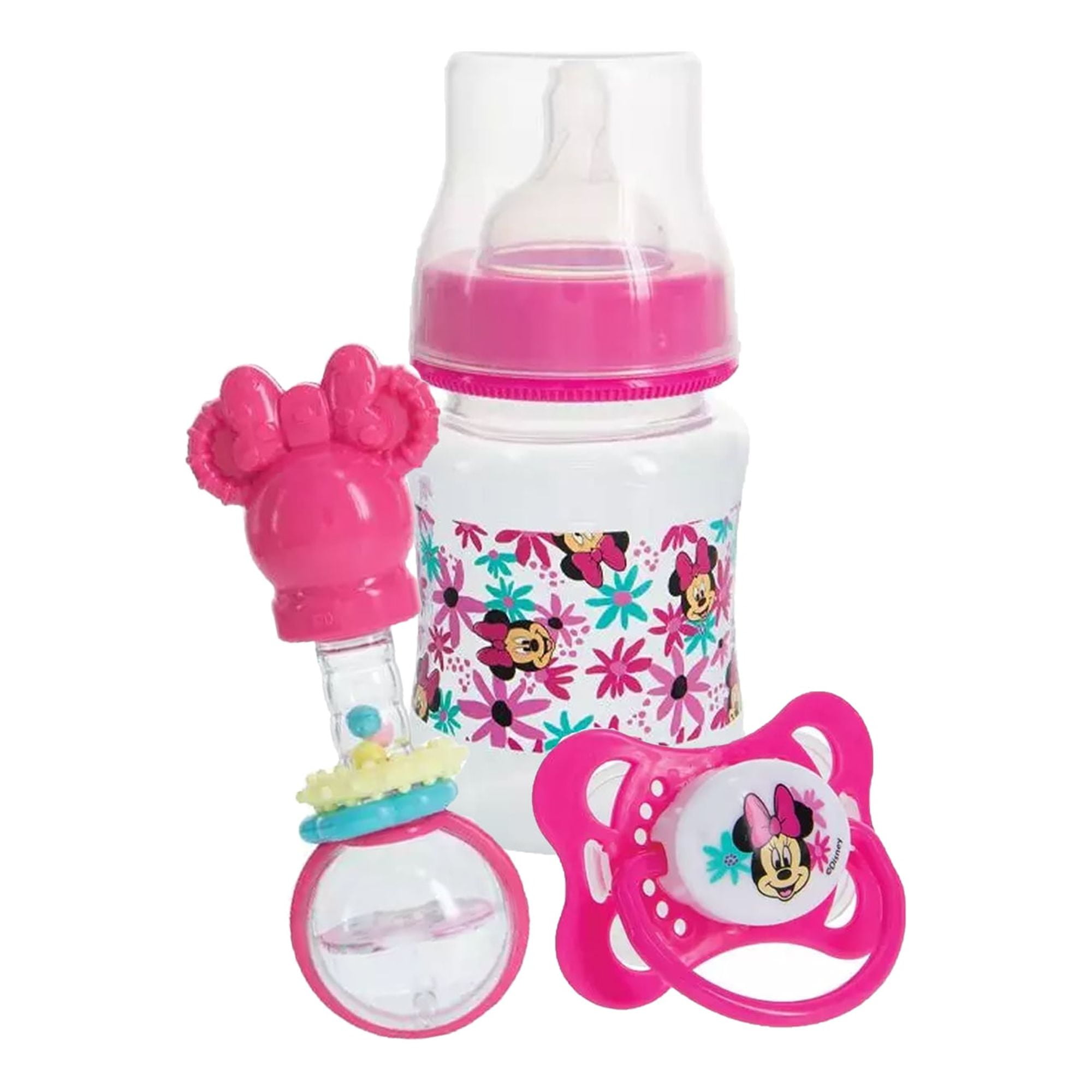 Disney Baby Girl Minnie Mouse 5 OZ Bottle, Rattle & Pacifier Gift Set  FD51135