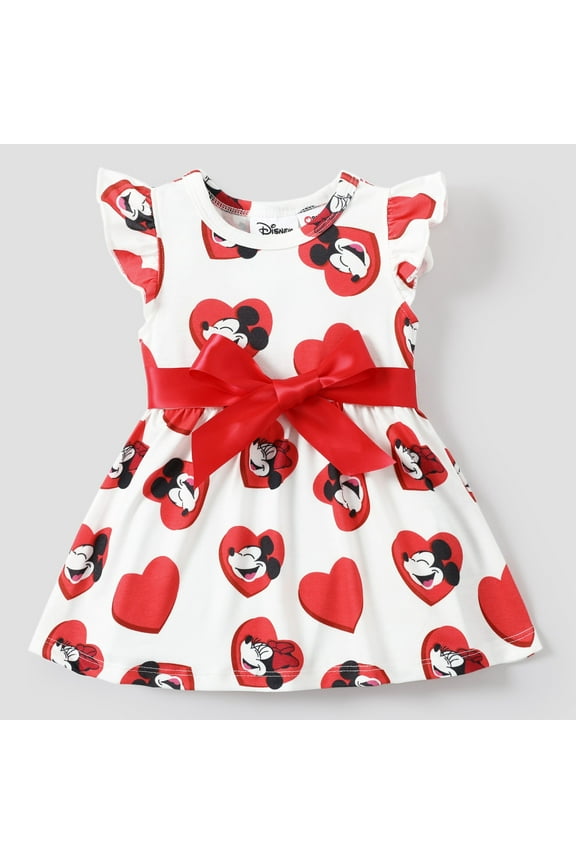 Baby Girls Dresses Mickey Minnie Love Heart Bowknot Ruffle Party Dress Outfits Gift Size 3M-5Y