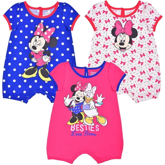 Disney Baby Girls' Minnie 3 Pack Rompers