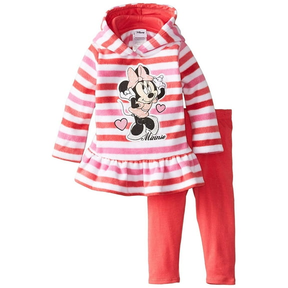 Disney Baby Girls' Minnie Mouse 2 Piece Stripe Fleece Set, Pink, 24 Months