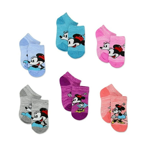 Disney Baby Girls' Minnie Mouse 6 Pack Socks (Shoe Size 4-7)