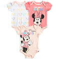 thumbnail image 1 of Disney Baby Girls’ Minnie Mouse Bodysuit - 3 Pack Newborn Layette Sleep n’ Play Romper (0-9M), 1 of 7