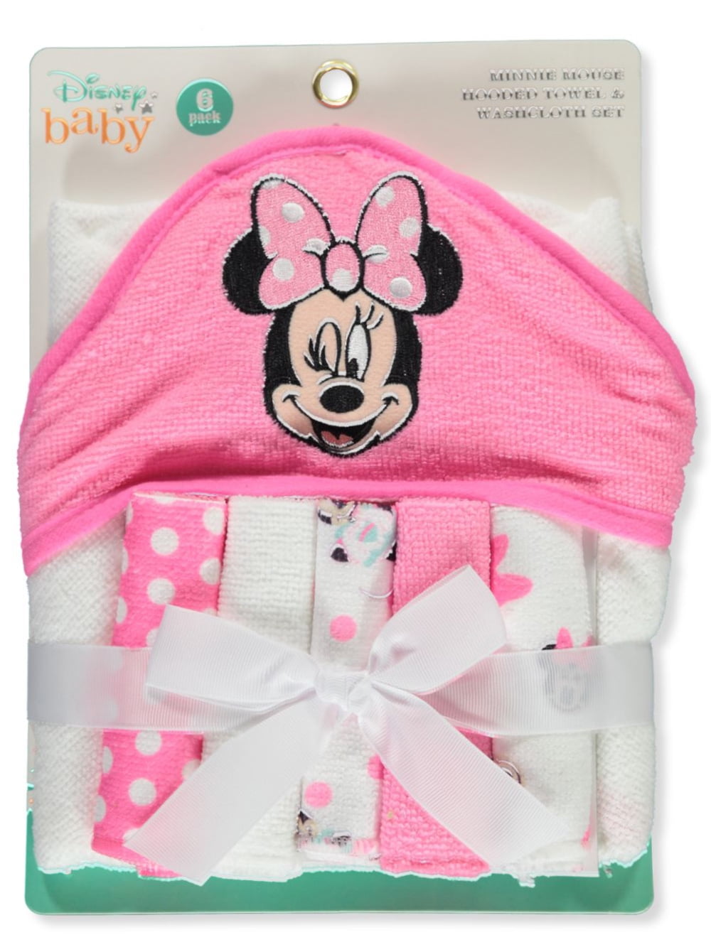 Disney Baby Girls' Minnie Mouse Hooded Towel & Washcloth Set - pink/multi, one size