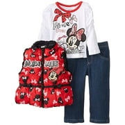 Disney Baby Girls' Minnie Mouse Infant Girls 3pc Vest Set Red 12Mos