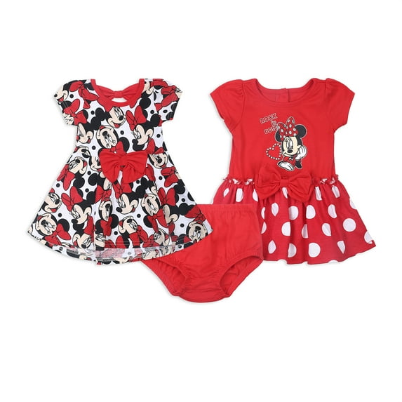 Disney Baby Girls' Minnie Mouse Rock The Dots Dresses Set Pack of 2 for Infants