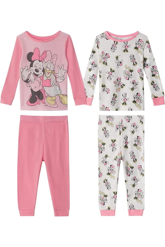 Baby Girls' Minnie Mouse Snug Fit Cotton Pajamas