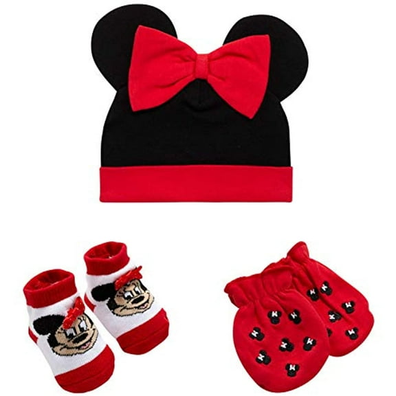 Disney Baby Girls' Minnie Mouse Take Me Home Layette Gift Set - 3 Piece Hat, Booties, and Mittens (Newborn)