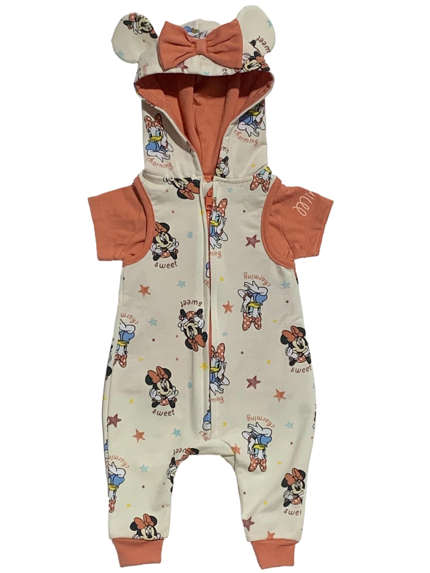Disney Baby Girls' Minnie Mouse and Daisy Hooded Coverall Set, Sizes 0-24M