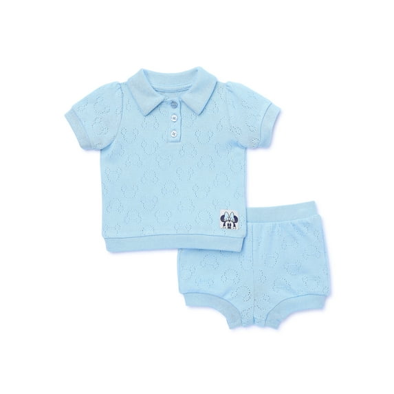 Disney Baby Girls Polo and Terry Short Set, 2-Piece, Sizes 0-18 Months