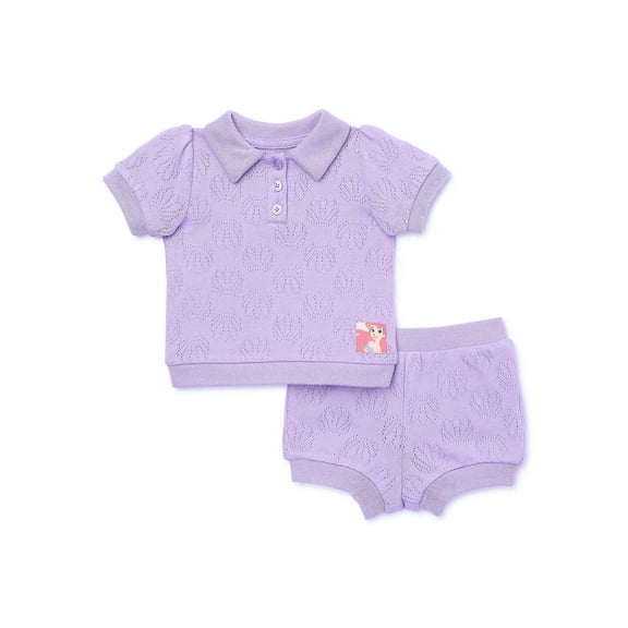 Disney Baby Girls Polo and Terry Short Set, 2-Piece, Sizes 0-18 Months