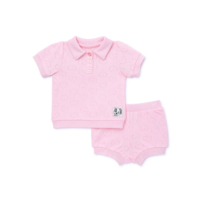Disney Baby Girls Polo and Terry Short Set, 2-Piece, Sizes 0-18 Months