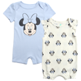 thumbnail image 1 of Disney Baby Girls Romper - 2 Pack Minnie Mouse Pooh Little Mermaid Short Sleeve Bodysuit (Newborn/Infant), 1 of 7