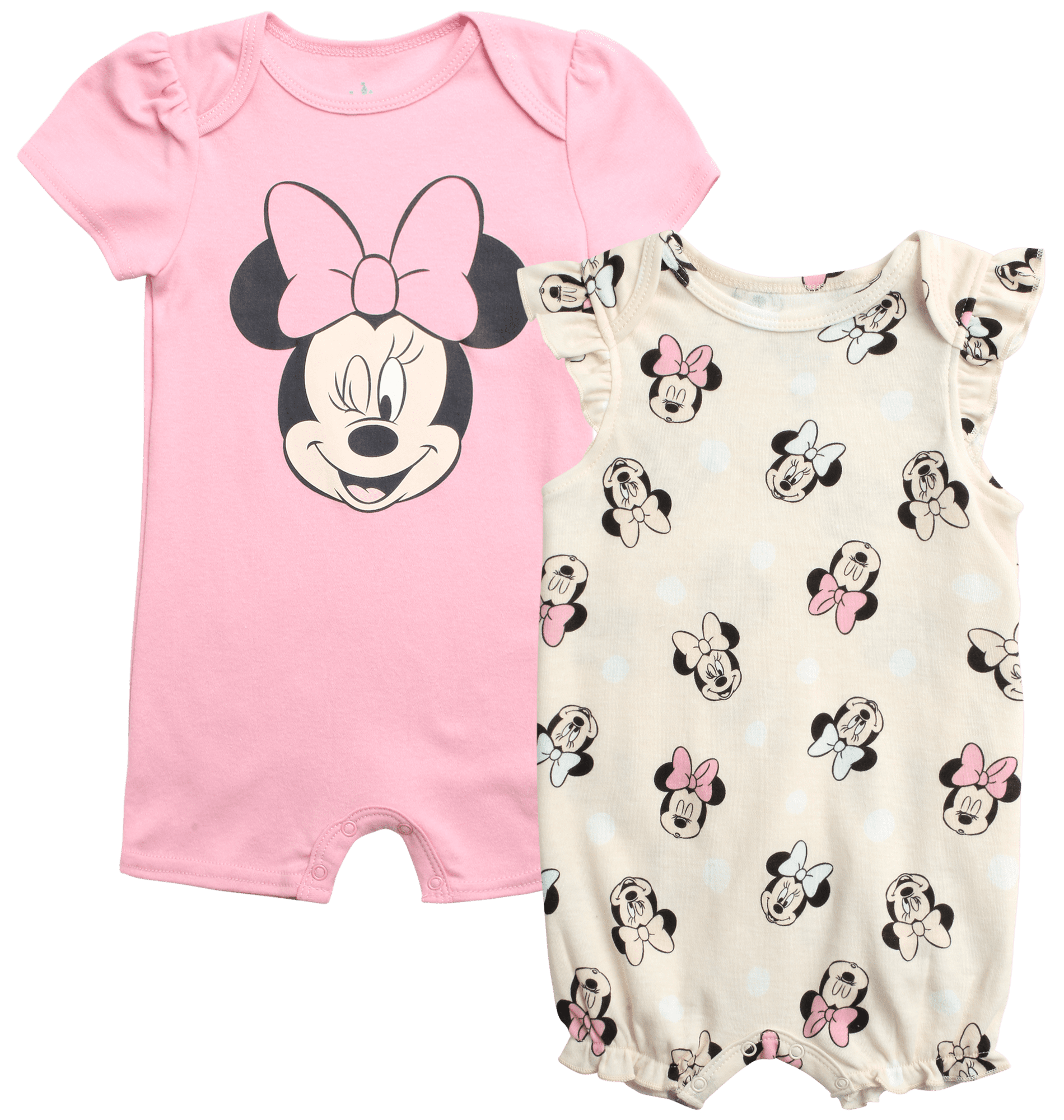 Disney Baby Girls Romper - 2 Pack Minnie Mouse Pooh Little Mermaid ...